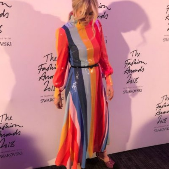 Olivia Rubin Maddie Sequin Rainbow Midi Dress 4 - Picture 2 of 9